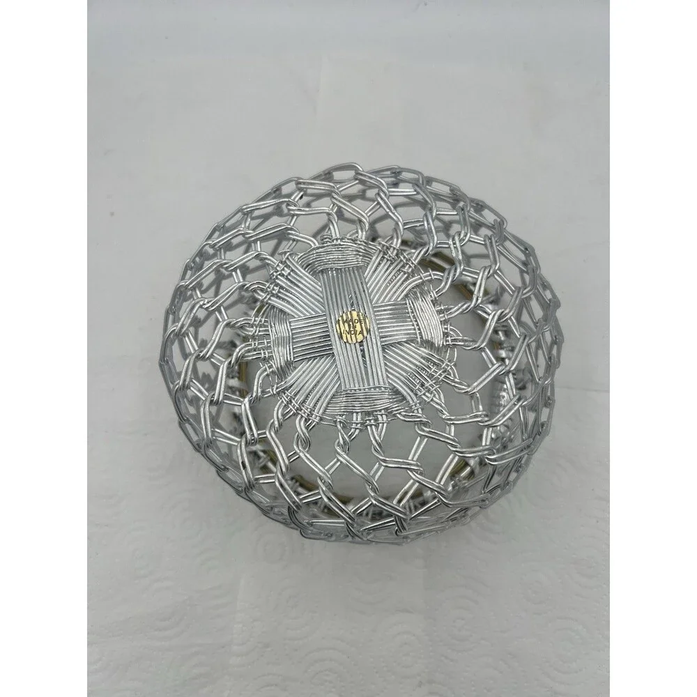 Vintage Brutalist WireBasket Woven Aluminum & Brass Mid-Century MCM Bowl 6.5